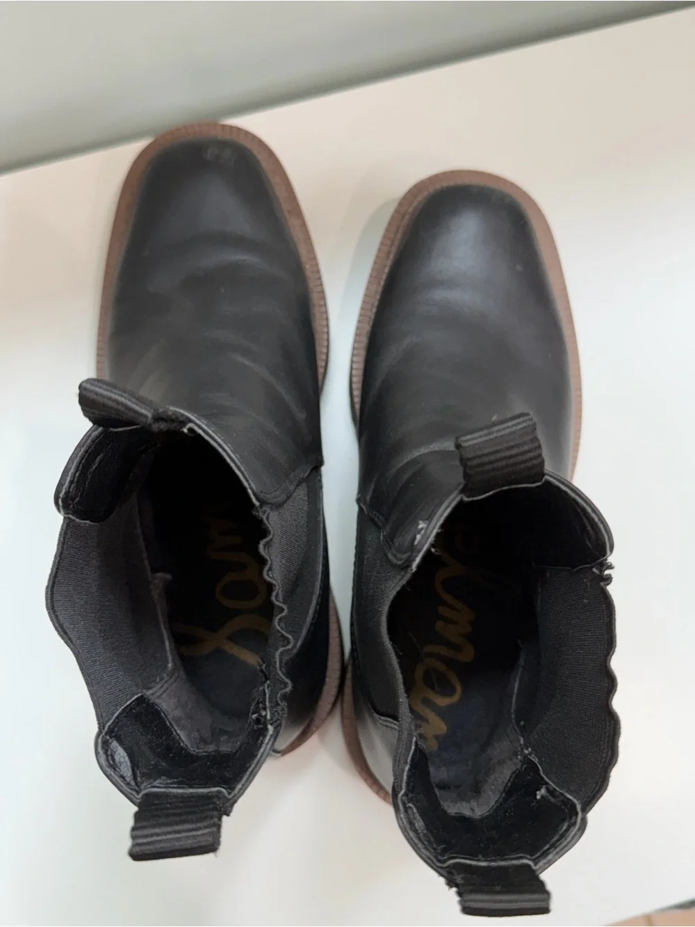 Sam Edelman Laguna Chelsea Boots Womens 7 Black Leather Lug Sole Waterproof
